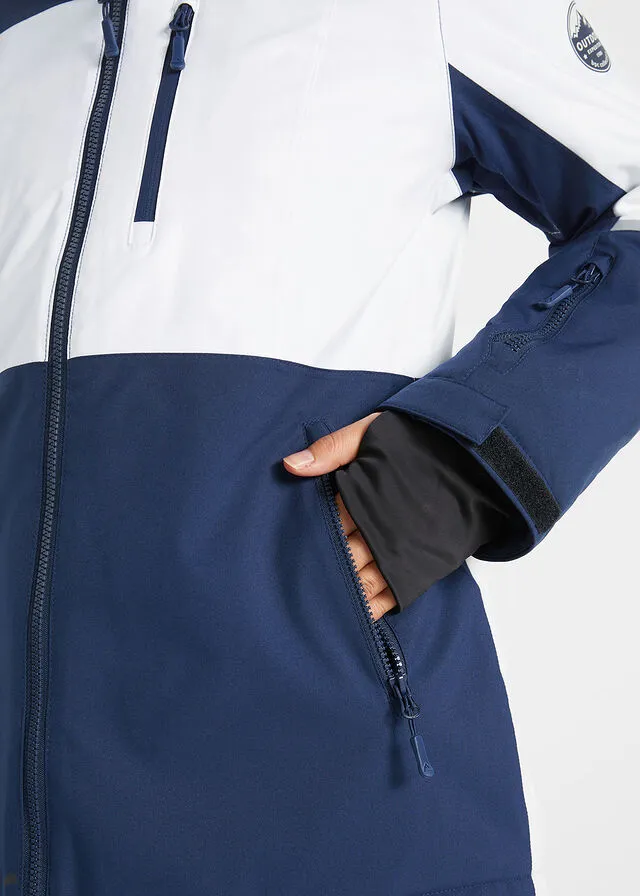 CHAQUETA FUNCIONAL DE ESQUí CON CAPUCHA Y MATERIAL IMPERMEABLE AZUL MARINOBLANCO