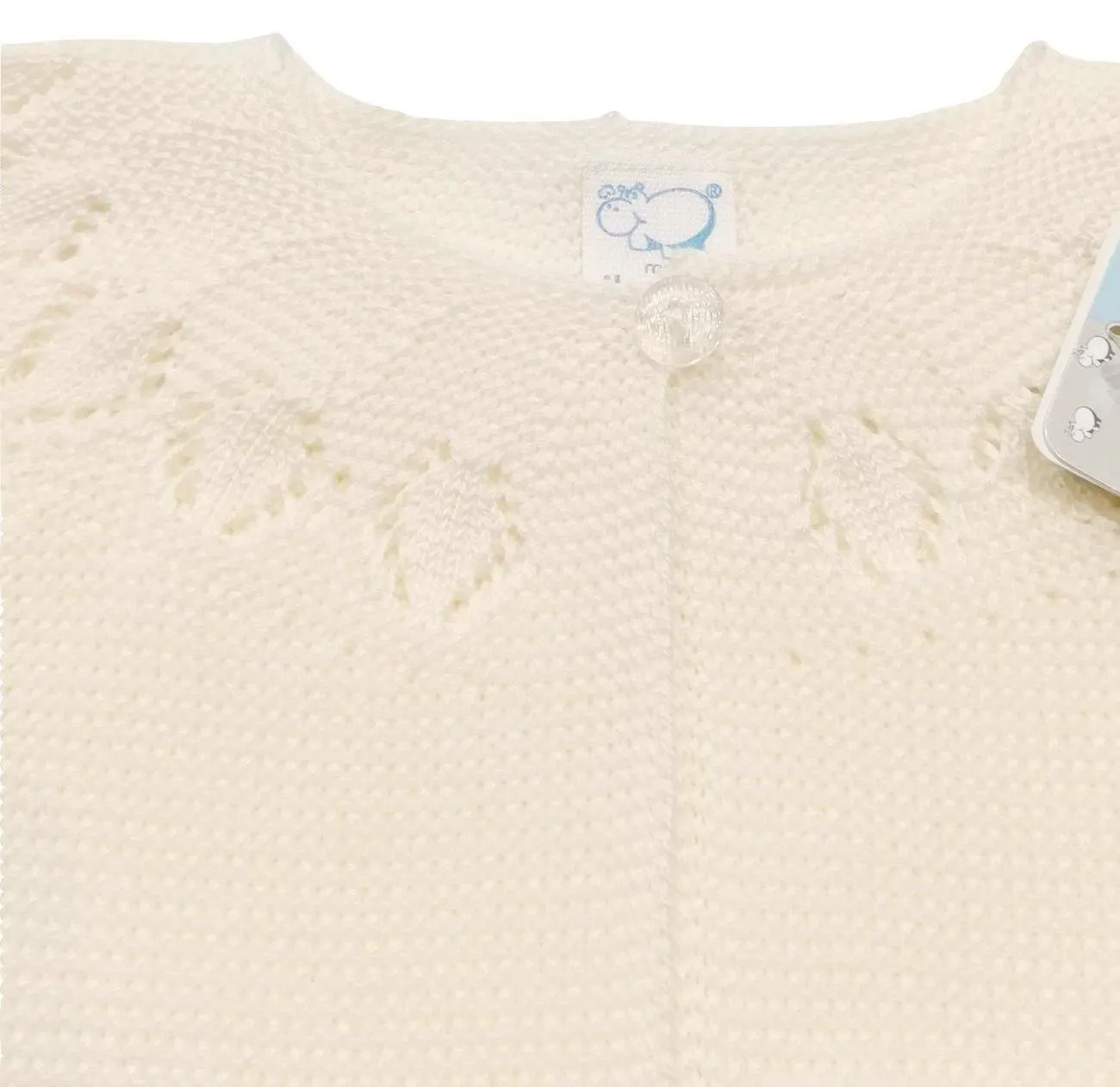 CHAQUETA NIÑA PUNTO VERANO CALADOS  CRUDO