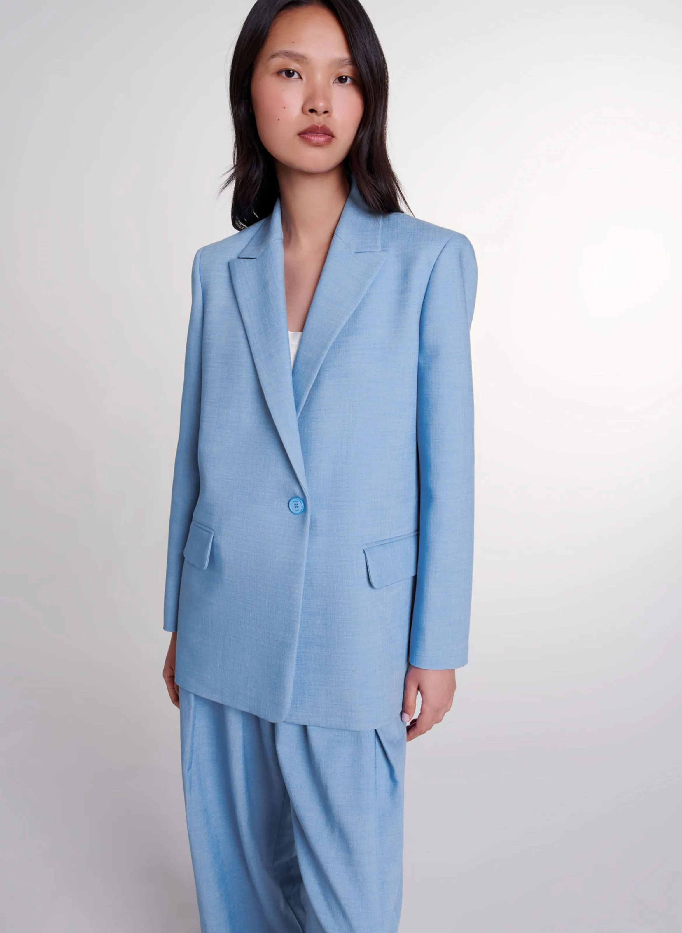 Chaqueta recta de sastre en azul