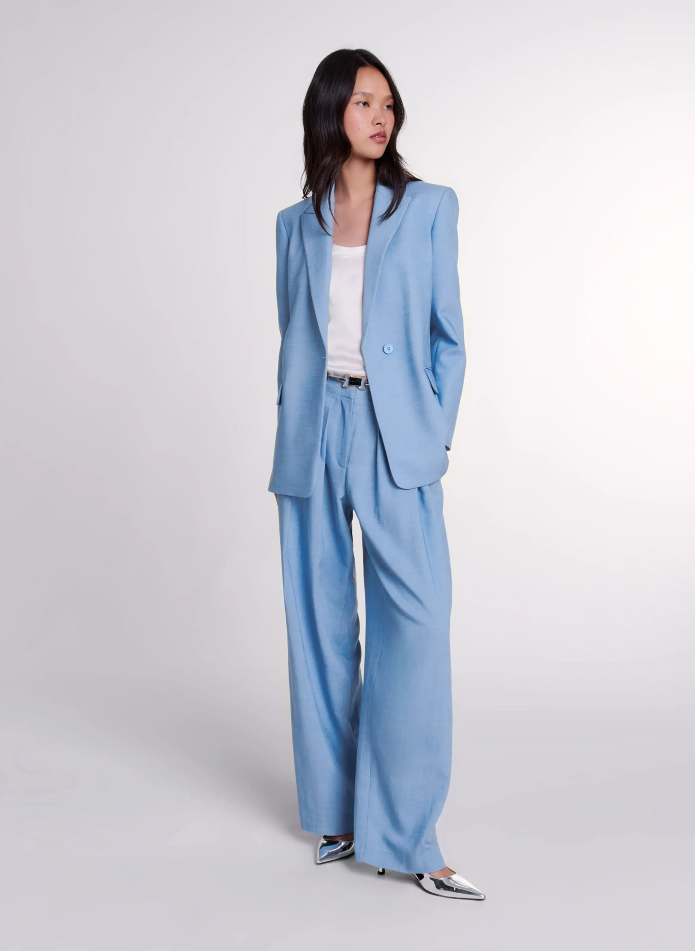 Chaqueta recta de sastre en azul