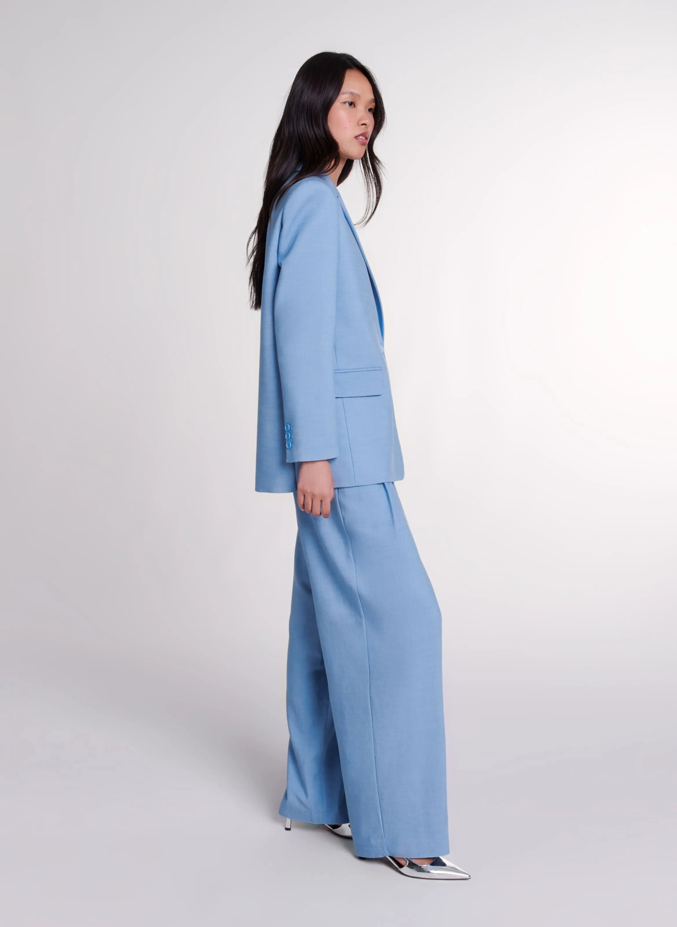 Chaqueta recta de sastre en azul