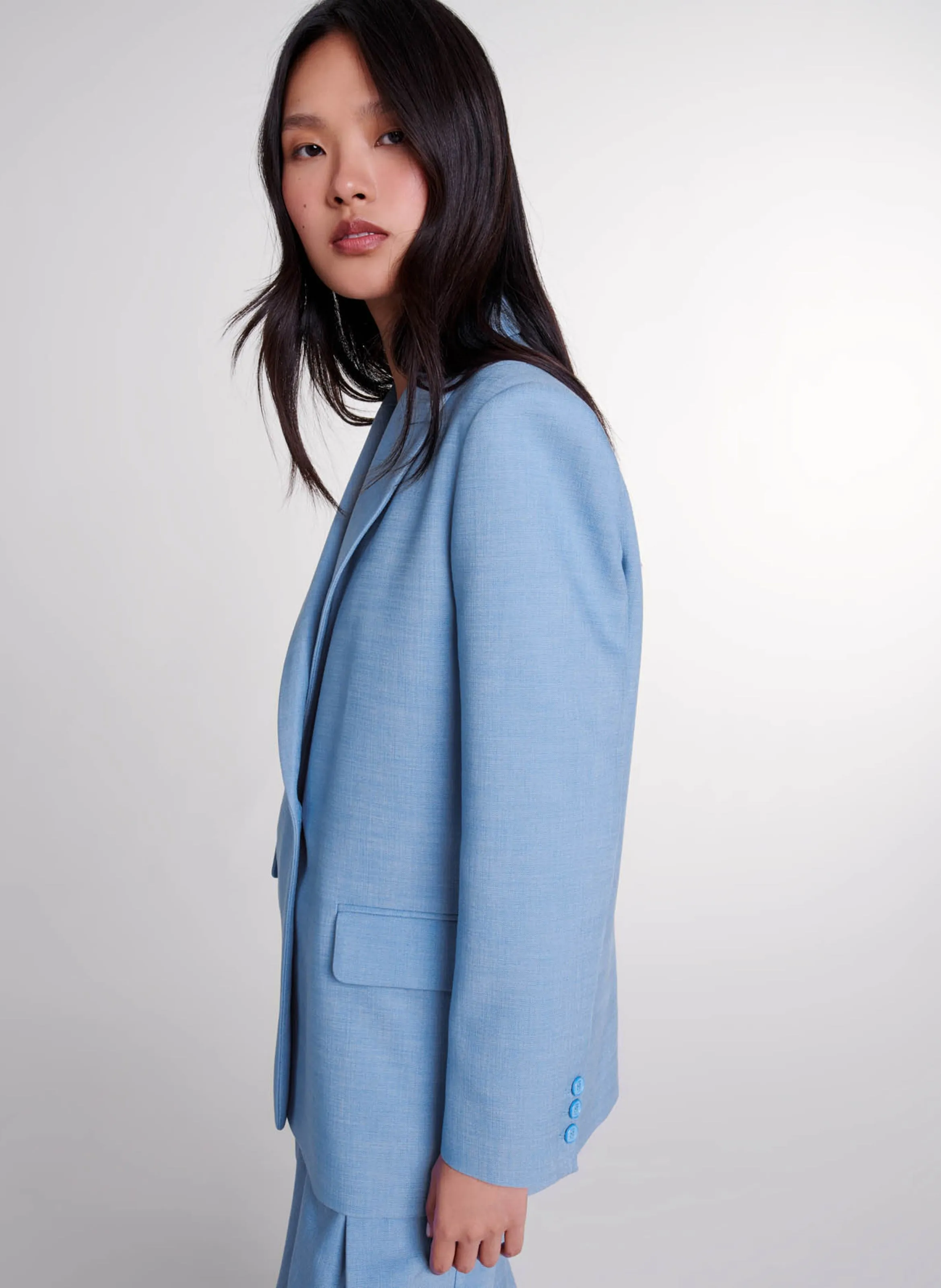 Chaqueta recta de sastre en azul