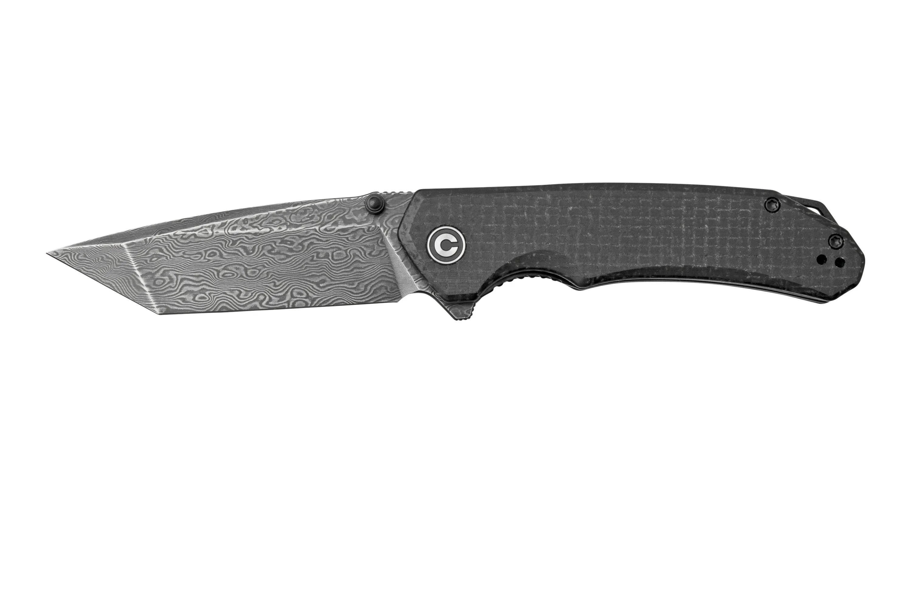 CIVIVI BRAZEN C2023DS1 DAMASCUS DROPPOINT, BLACK COARSE MICARTA NAVAJA