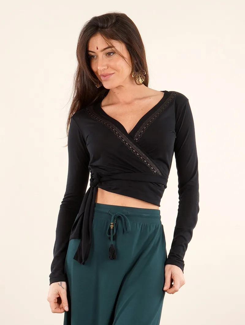 Crop top de mangas largas 