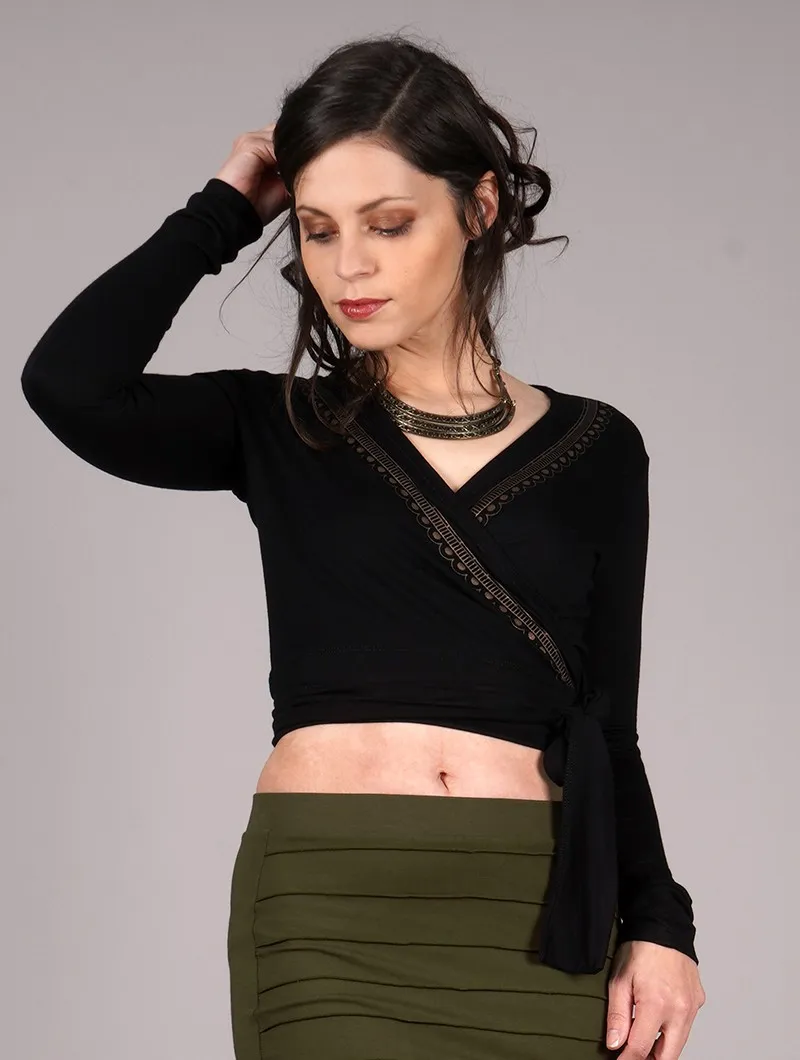 Crop top de mangas largas 