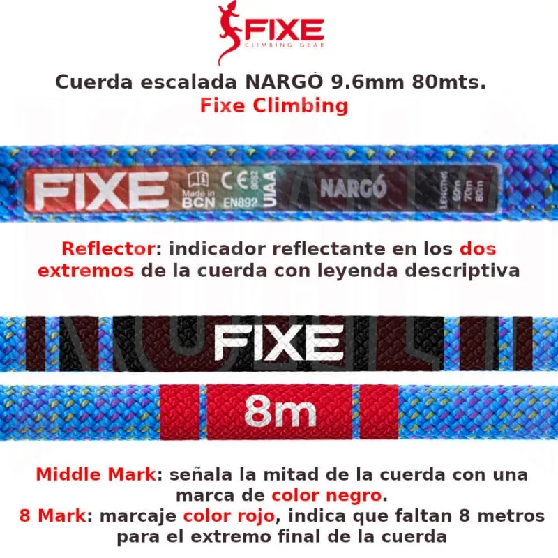 Cuerda escalada NARGÓ 9.6mm 80mts. Fixe Climbing