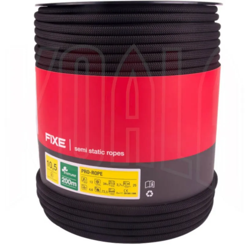 Cuerda Semiestática negra PRO ROPE 10,5mm Fixe Climbing
