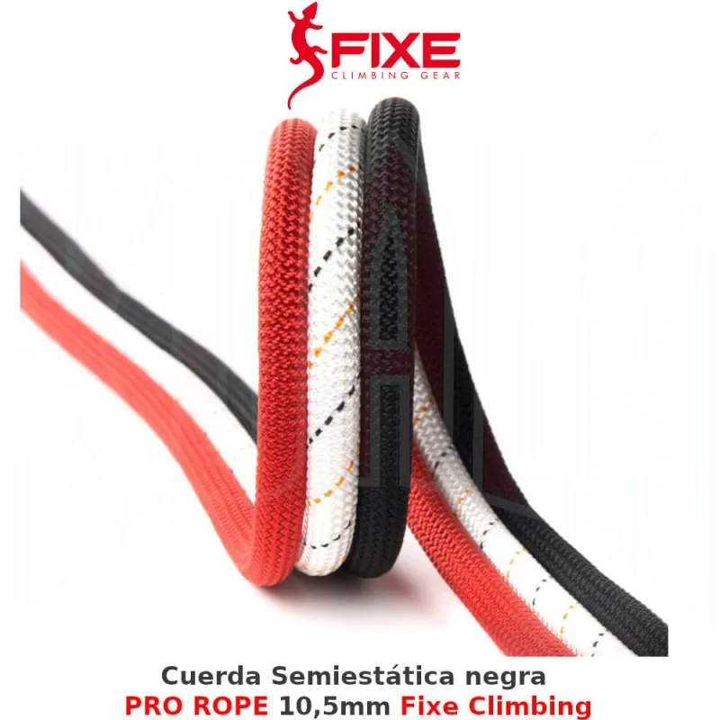 Cuerda Semiestática negra PRO ROPE 10,5mm Fixe Climbing