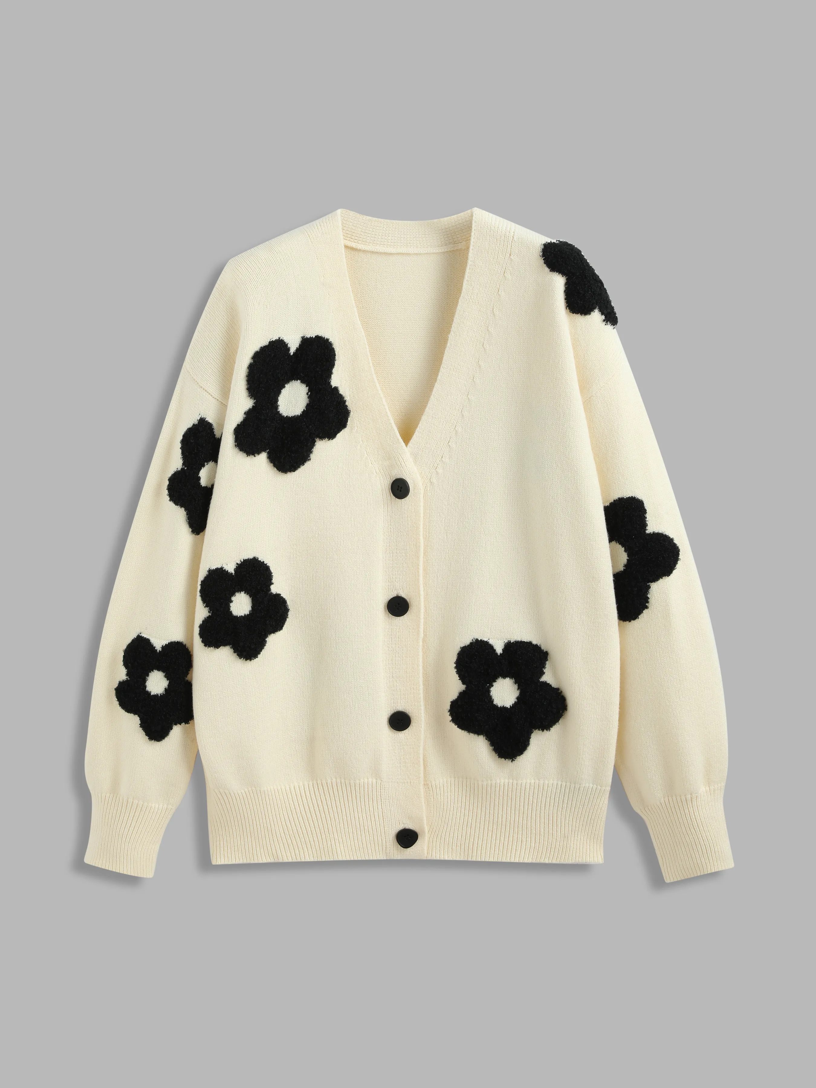 Cárdigan con botones y estampado floral de cuello en V