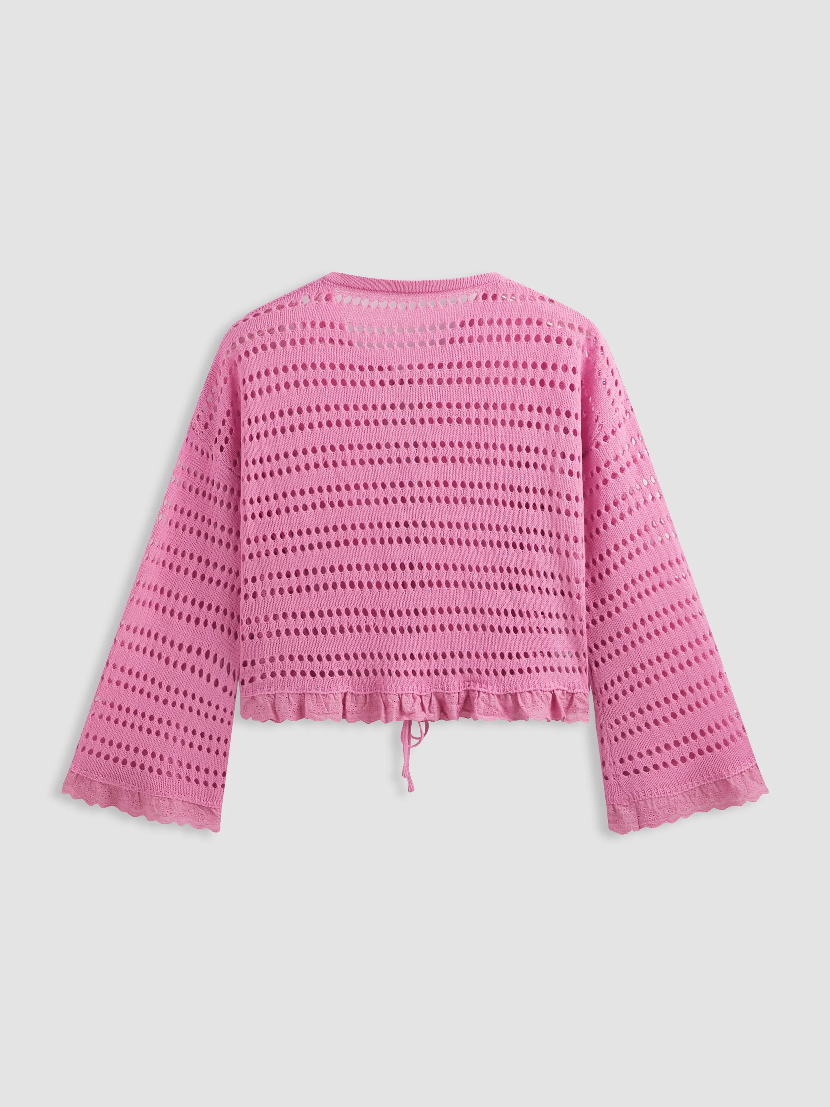 Cárdigan con cuello en V y cordones con huecos Curvy