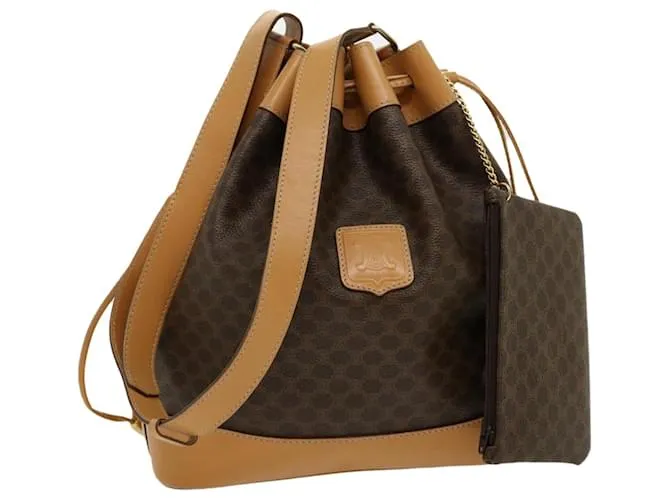 Céline CELINE Macadam Canvas Bandolera Cuero PVC Marrón Auth am2637sol Castaño 