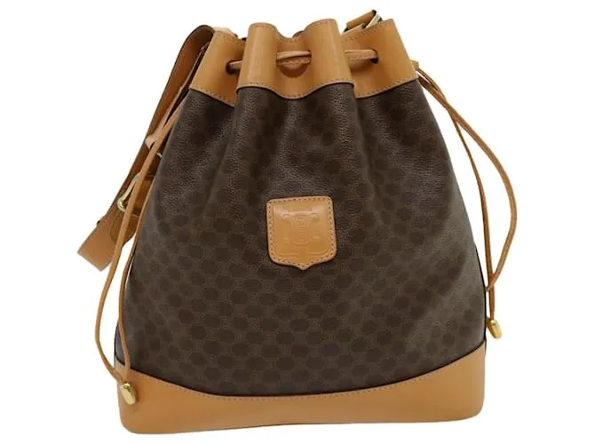Céline CELINE Macadam Canvas Bandolera Cuero PVC Marrón Auth am2637sol Castaño 