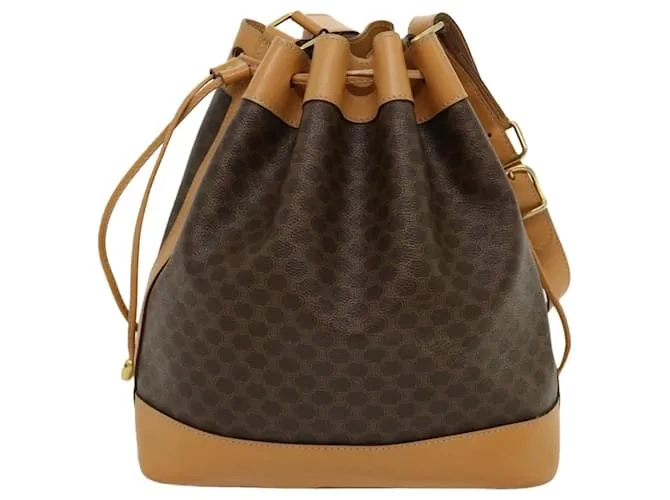 Céline CELINE Macadam Canvas Bandolera Cuero PVC Marrón Auth am2637sol Castaño 
