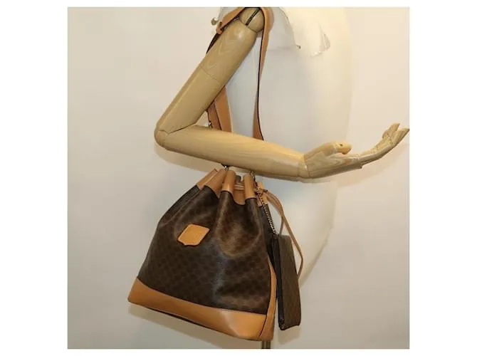 Céline CELINE Macadam Canvas Bandolera Cuero PVC Marrón Auth am2637sol Castaño 