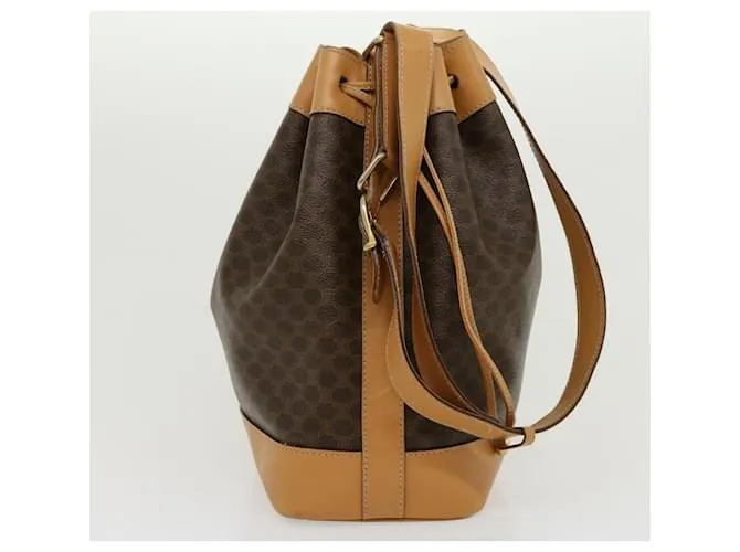 Céline CELINE Macadam Canvas Bandolera Cuero PVC Marrón Auth am2637sol Castaño 