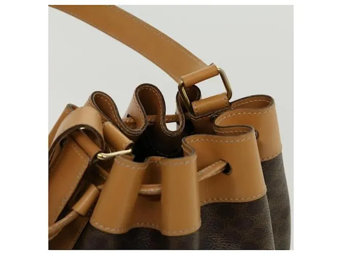 Céline CELINE Macadam Canvas Bandolera Cuero PVC Marrón Auth am2637sol Castaño 