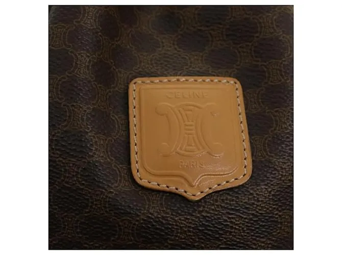 Céline CELINE Macadam Canvas Bandolera Cuero PVC Marrón Auth am2637sol Castaño 