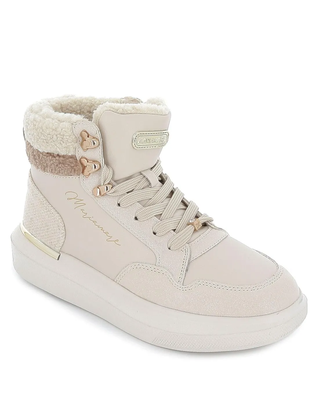 Deportiva urbana plataforma caña alta beige Maria Mare