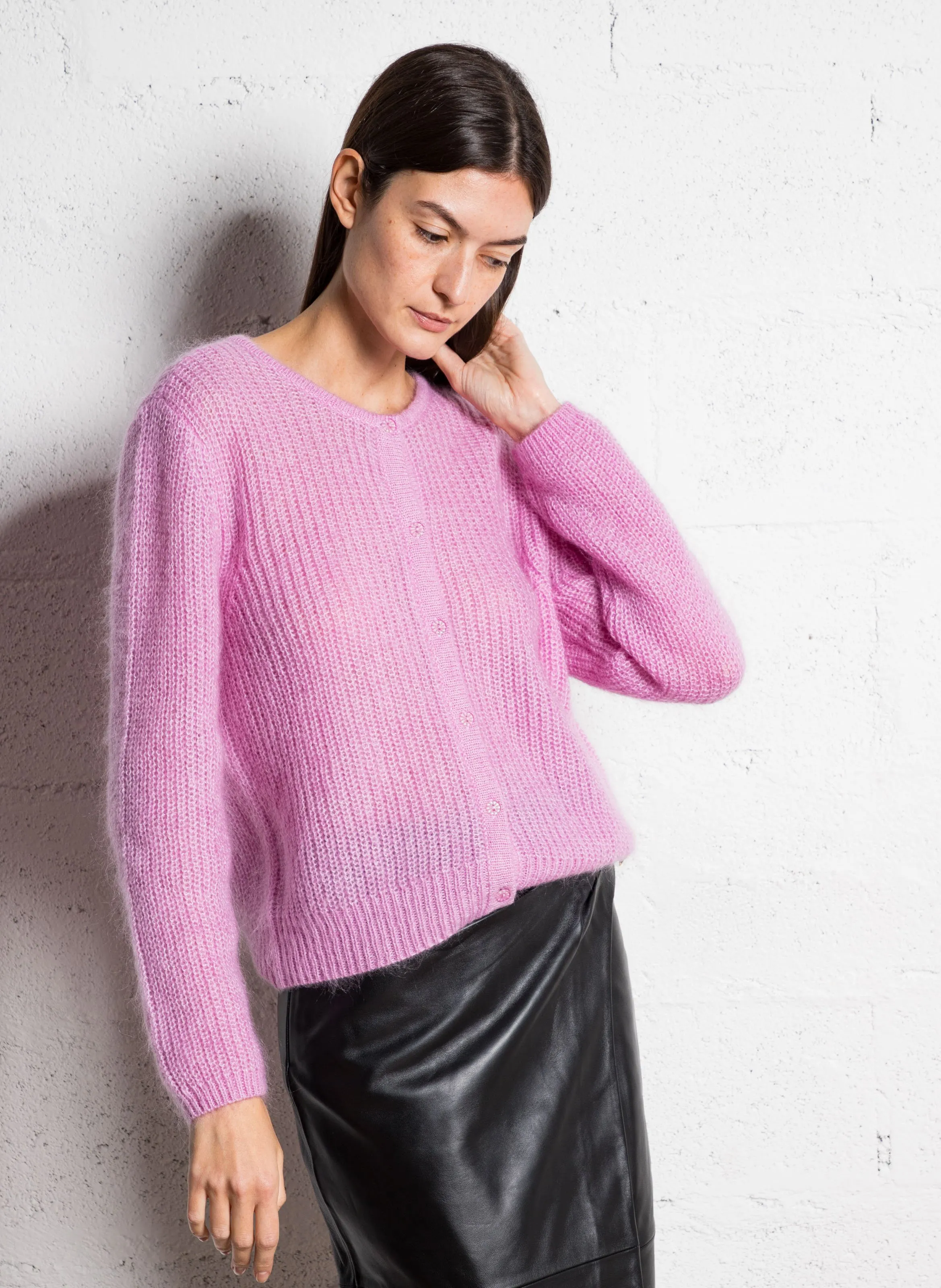 DES PETITS HAUTS BULLY  CHALECO DE CUELLO REDONDO DE PUNTO EN ROSA