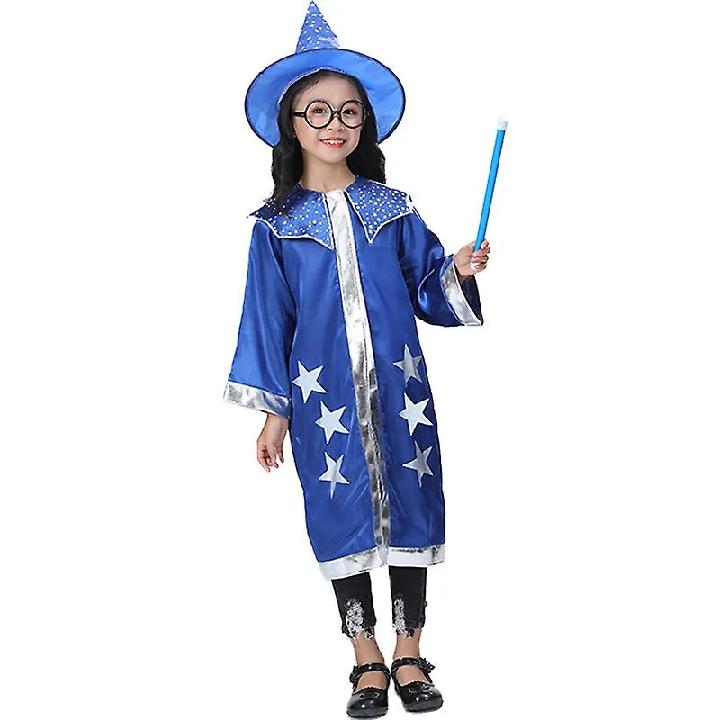 Disfraz de bruja para niños Capa de mago con sombrero puntiagudo Set Carnaval cosplay fiesta Traje de mago
