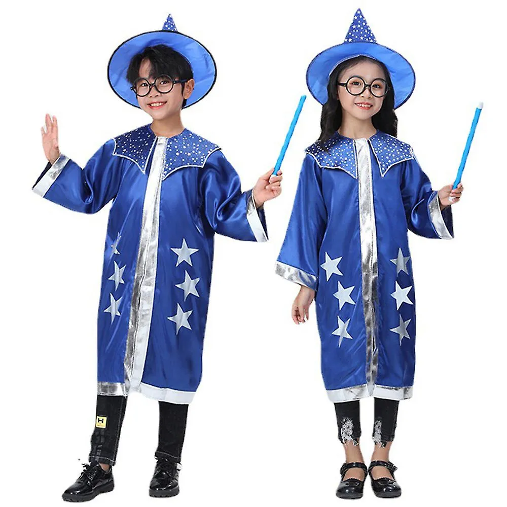 Disfraz de bruja para niños Capa de mago con sombrero puntiagudo Set Carnaval cosplay fiesta Traje de mago