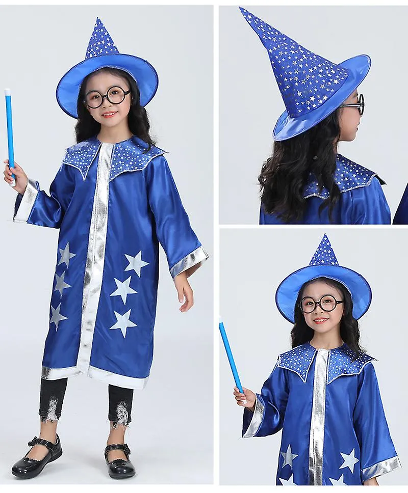 Disfraz de bruja para niños Capa de mago con sombrero puntiagudo Set Carnaval cosplay fiesta Traje de mago