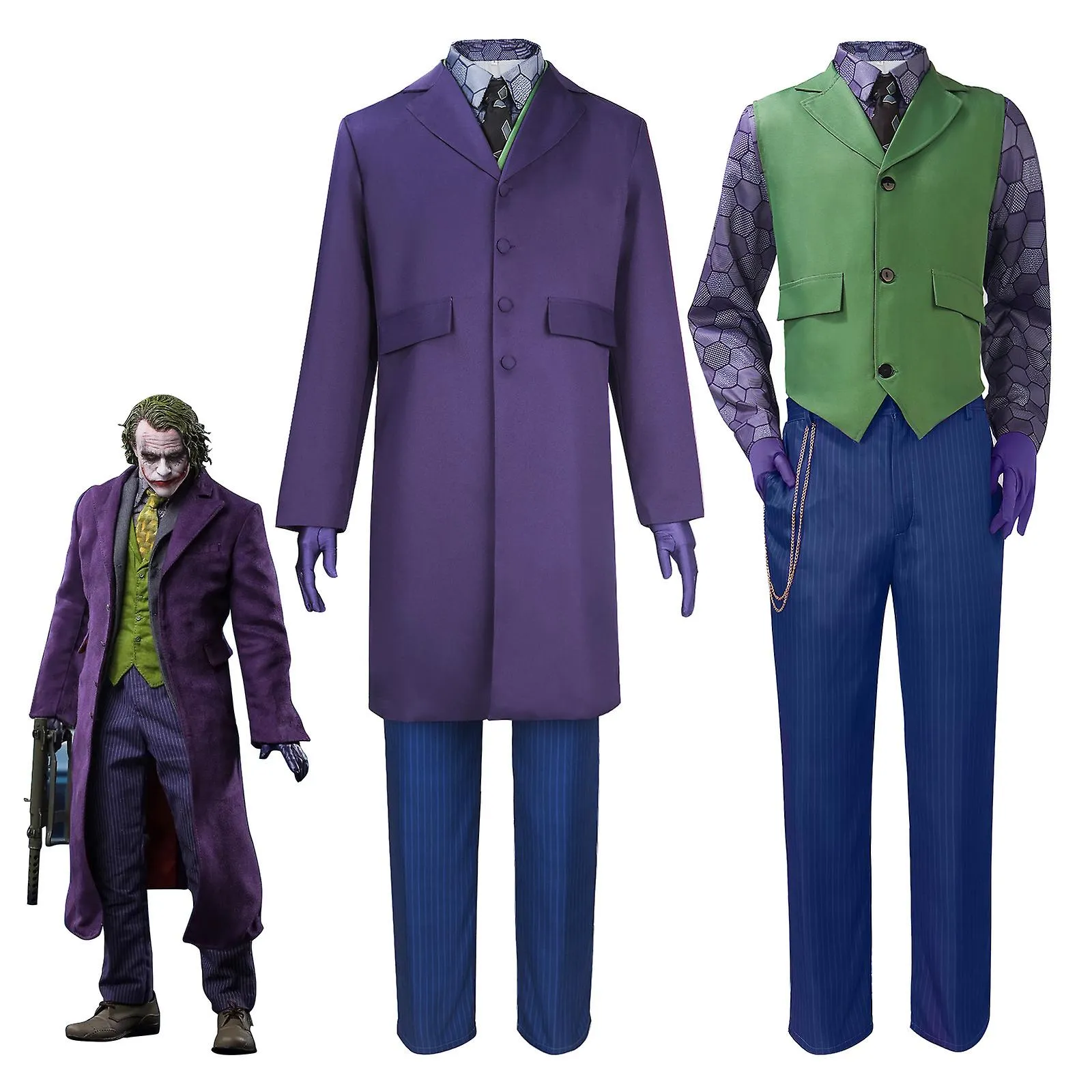 Disfraz de cosplay del Joker del Caballero Oscuro para Hombres Disfraz de Halloween para niños Disfraz de fiesta de carnaval con