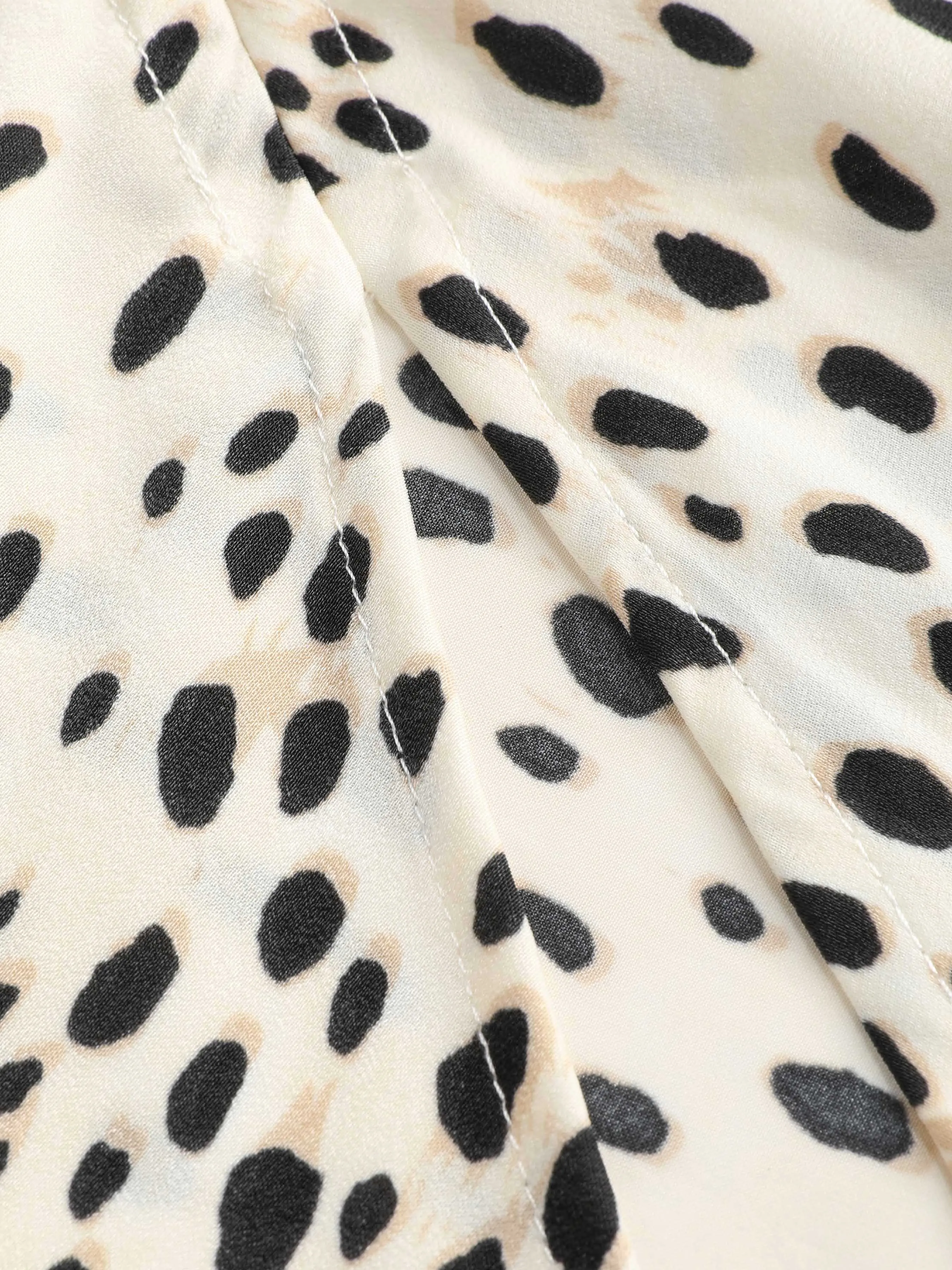 Falda Maxi con Estampado de Leopardo y Cordón con Abertura