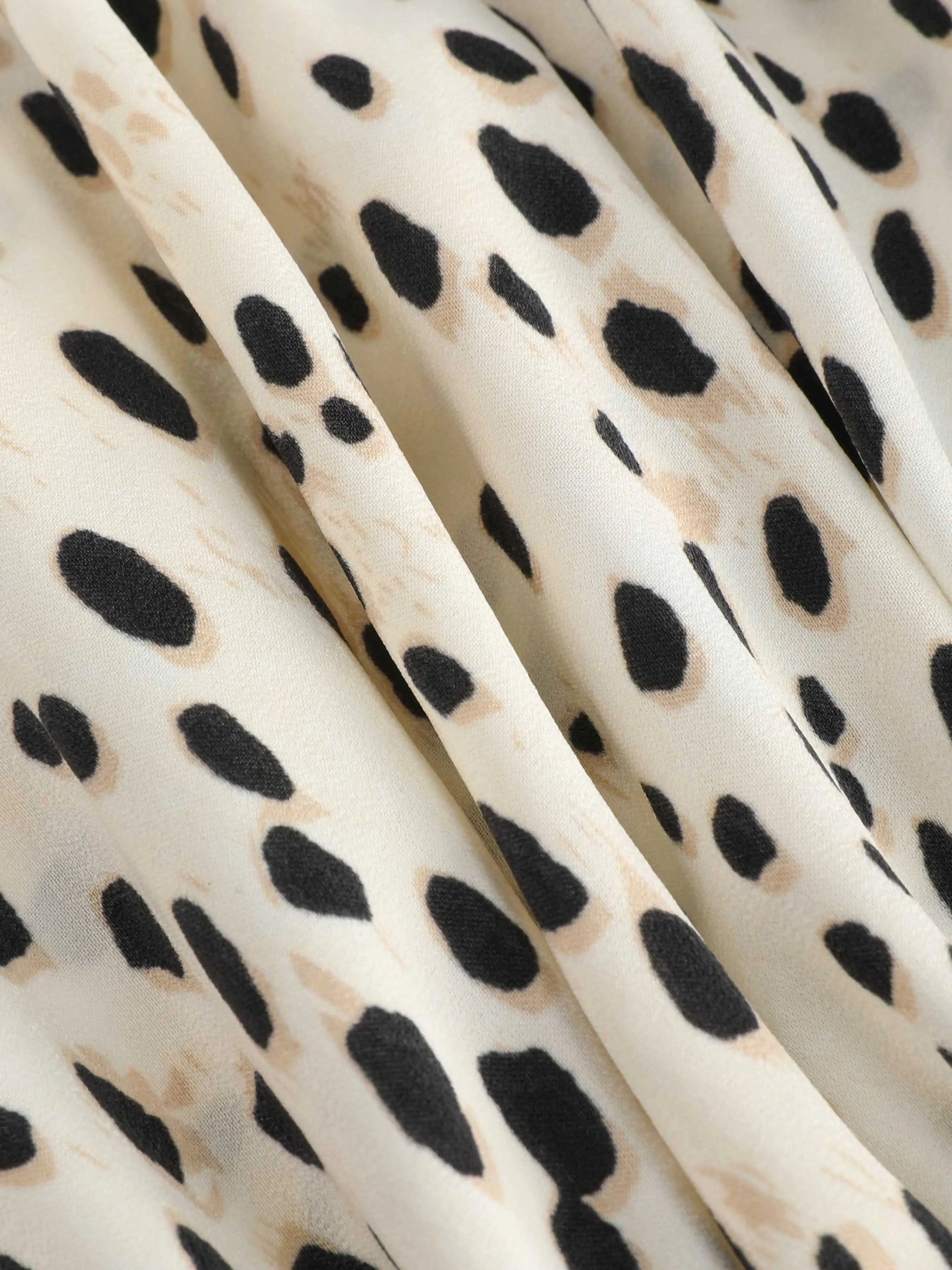 Falda Maxi con Estampado de Leopardo y Cordón con Abertura