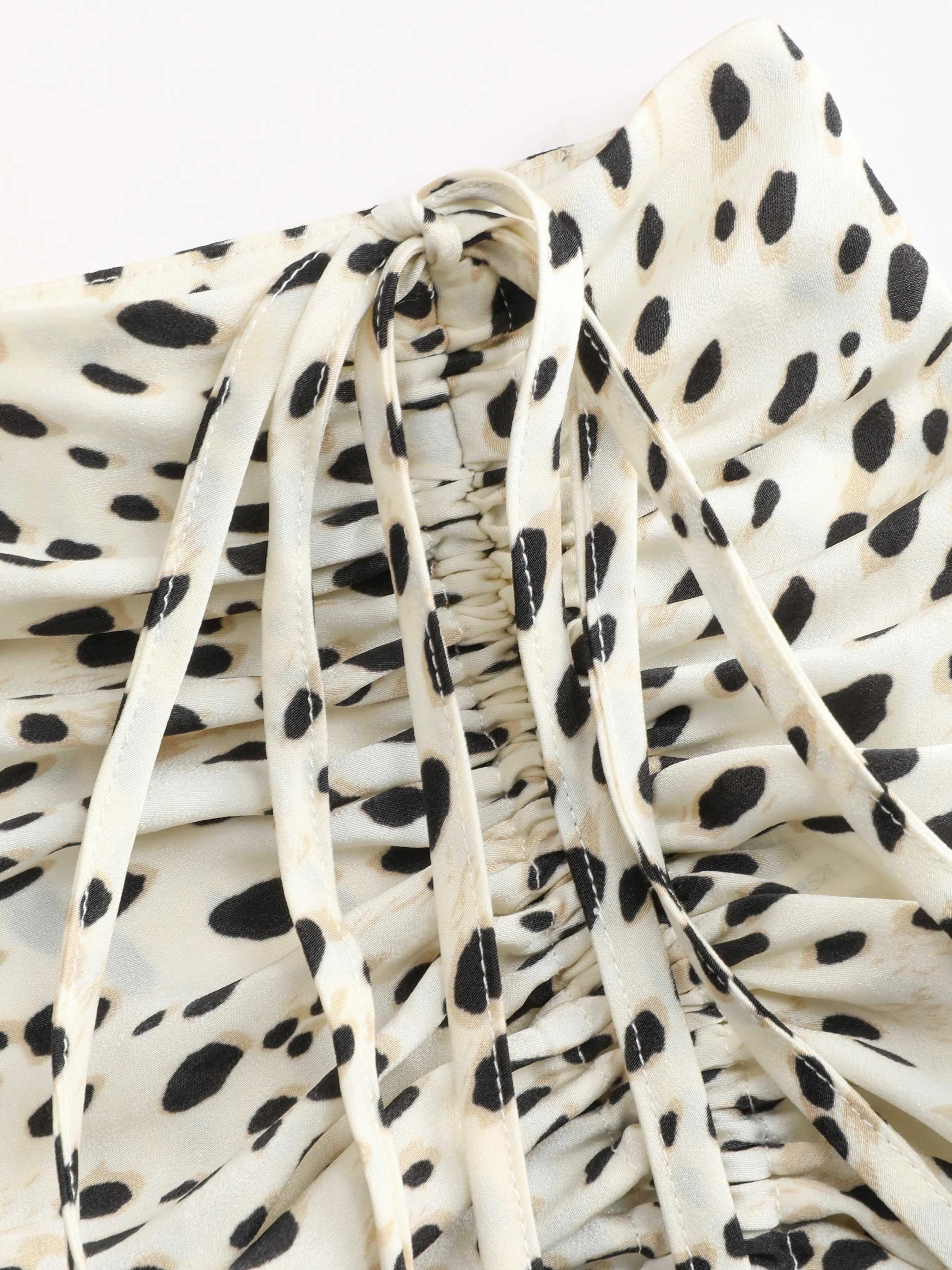 Falda Maxi con Estampado de Leopardo y Cordón con Abertura