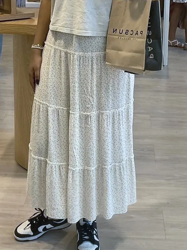 Faldas largas con efecto colgante floral pequeño y suave de estilo pastoral