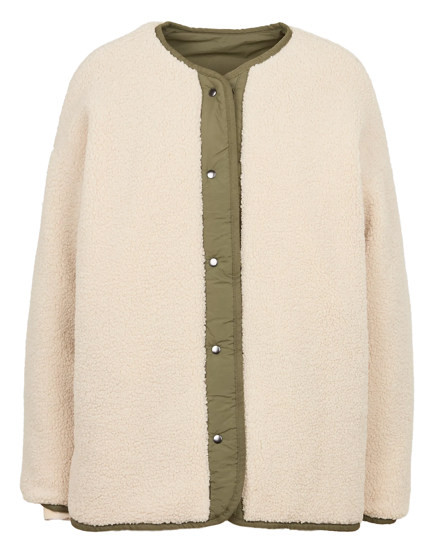 FALLOU  CHAQUETA OVERSIZE REVERSIBLE CON CUELLO EN V EN CAQUI