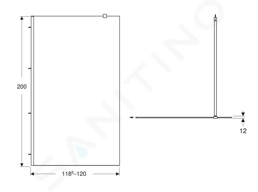 GEBERIT GEO  MAMPARA DE DUCHA WALKIN, 120X200 CM, PLATEADO/CRISTAL TRANSPARENTE 560.159.00.2