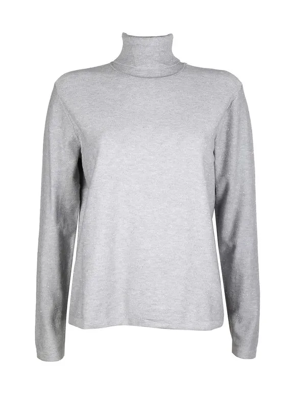 Gian Marco Venturi Jersey de mujer de cuello alto con microlentejuelas brillantes