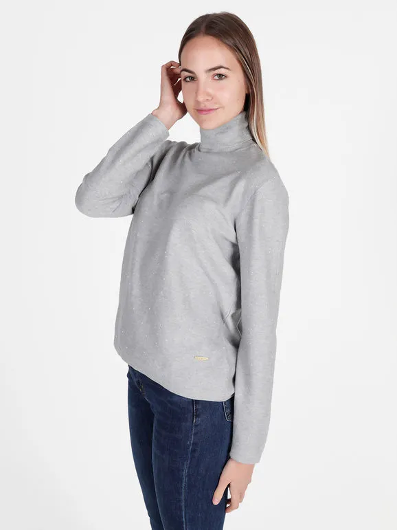 Gian Marco Venturi Jersey de mujer de cuello alto con microlentejuelas brillantes