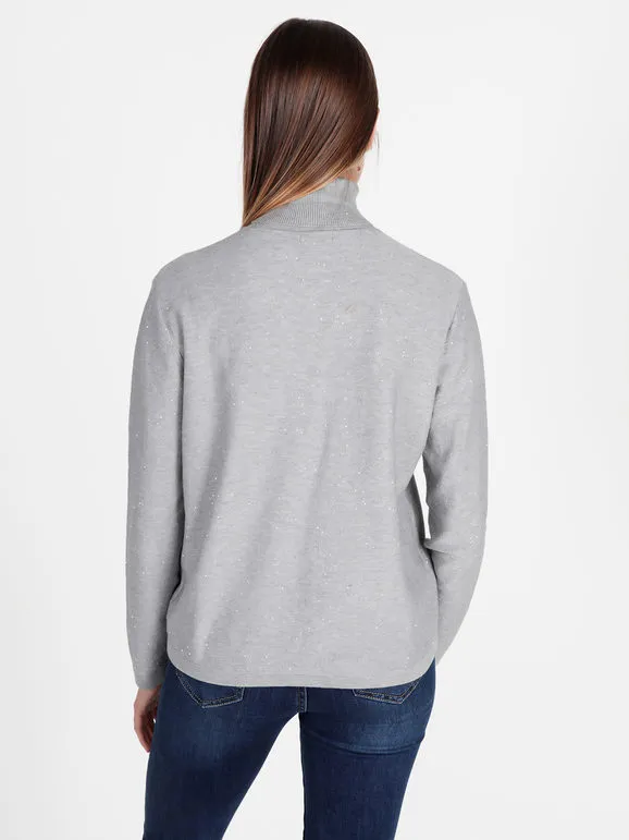 Gian Marco Venturi Jersey de mujer de cuello alto con microlentejuelas brillantes
