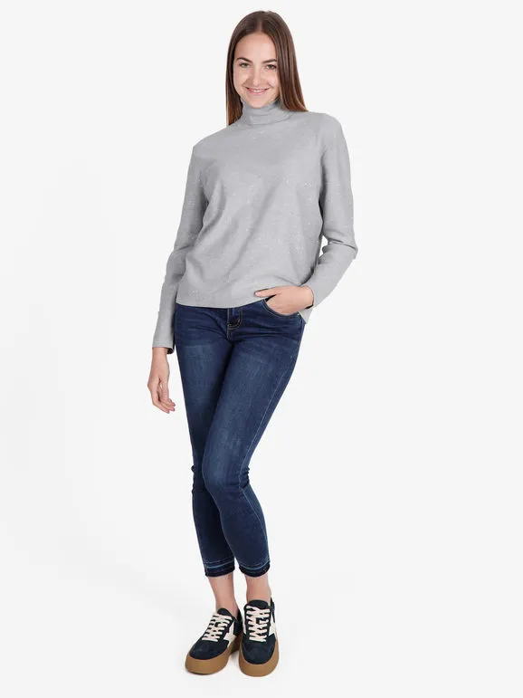 Gian Marco Venturi Jersey de mujer de cuello alto con microlentejuelas brillantes