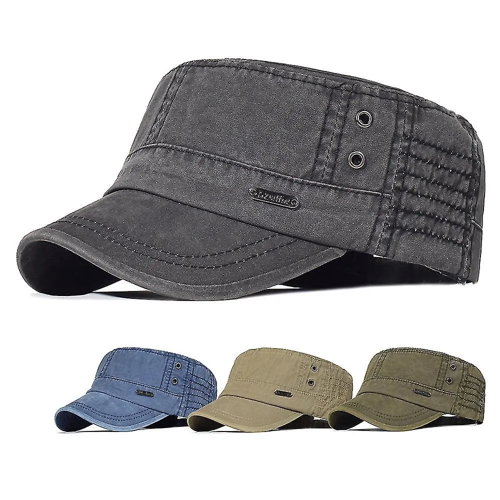 Gorra del ejército de algodón para hombres Sombrero de cadete Camionero Sombrero de papá Militar Flat Top Gorra de béisbol clási