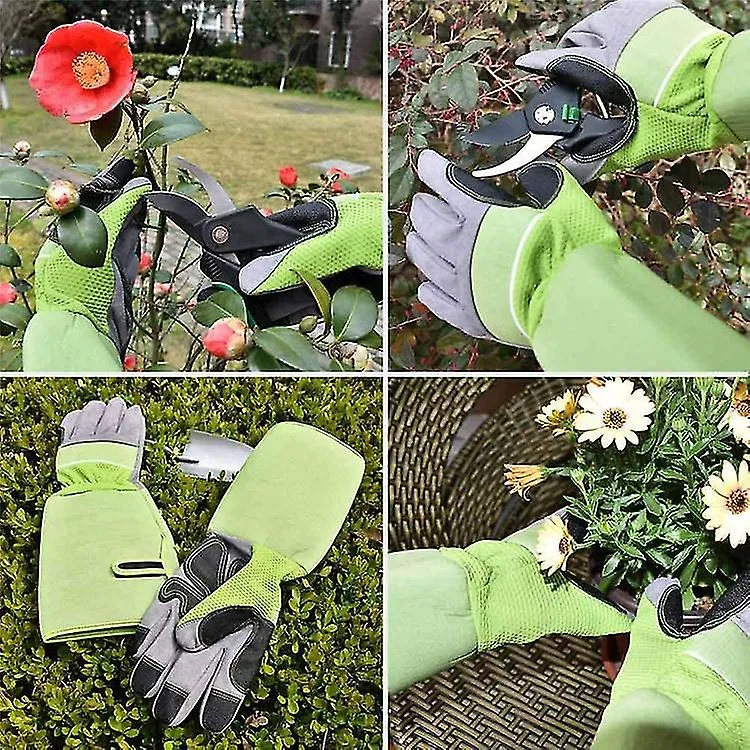 Guantes de jardinería de cuero transpirable para hombres y mujeres con guante antiespinas, cuero de vaca de manga larga para jar