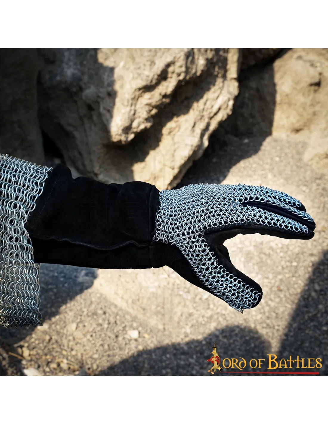 Guantes medievales con cota de malla, anillas 6 mm.