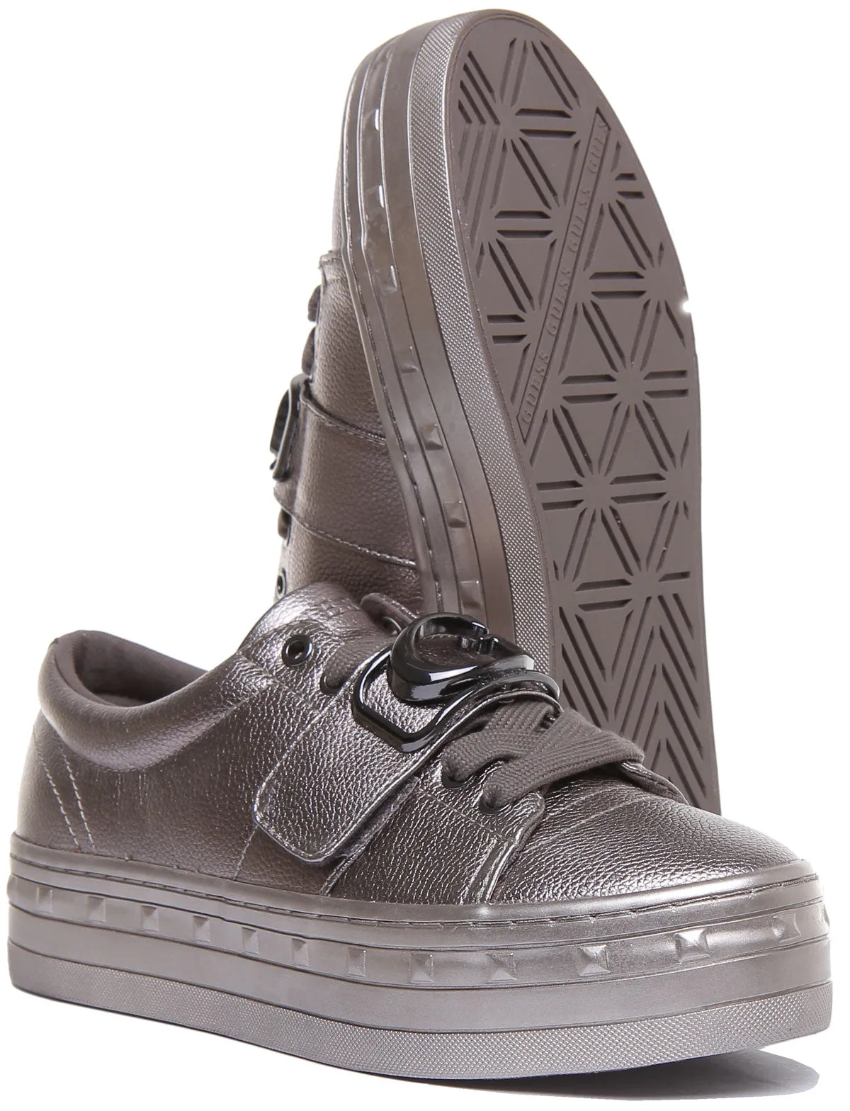 Guess Balit Zapatillas de deporte de plataforma sintética con cordones para mujer en gris