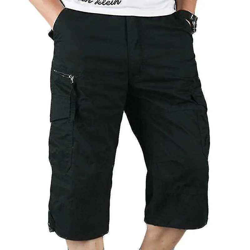 Hombre 3/4 Largo Largo Largo Pantalones Cortos Elásticos Cintura Cargo Combate Tres Cuartos Pantalones