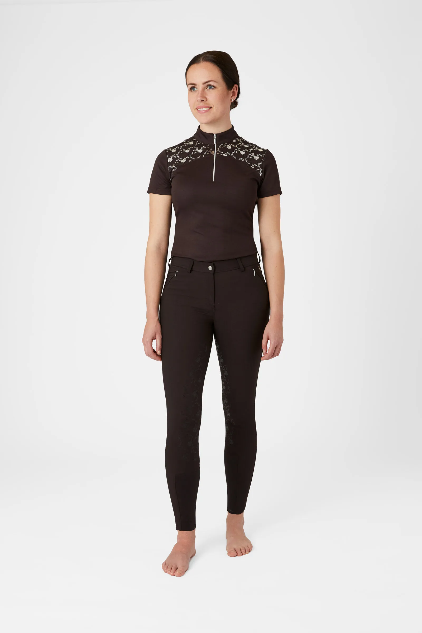 Horze Pantalones de Montar con Asiento Completo con Detalle Floral para Mujer Kaitlin