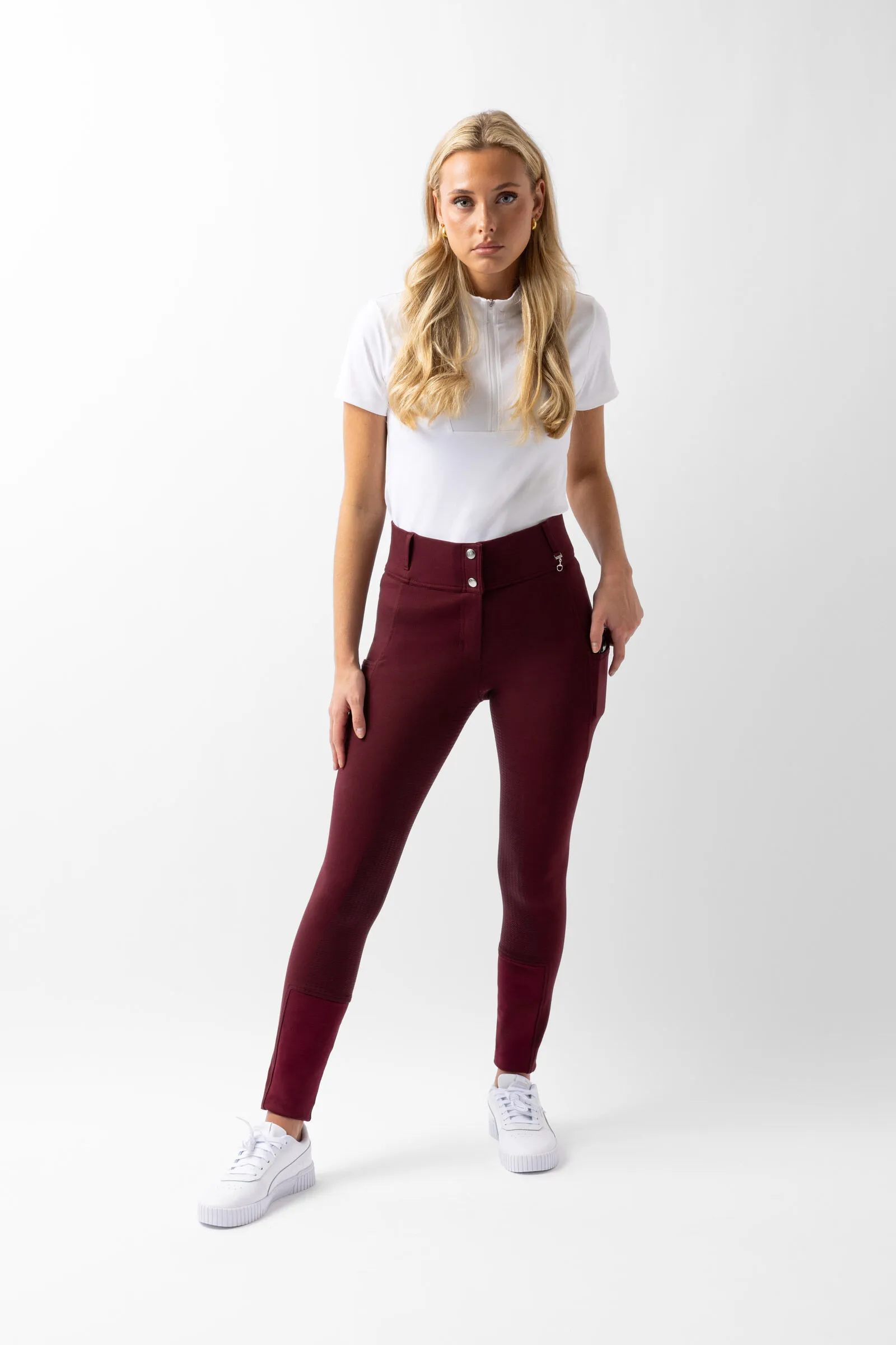 Horze Pantalones de Montar con Cintura Alta de Asiento Completo de Silicona para Mujer Mira
