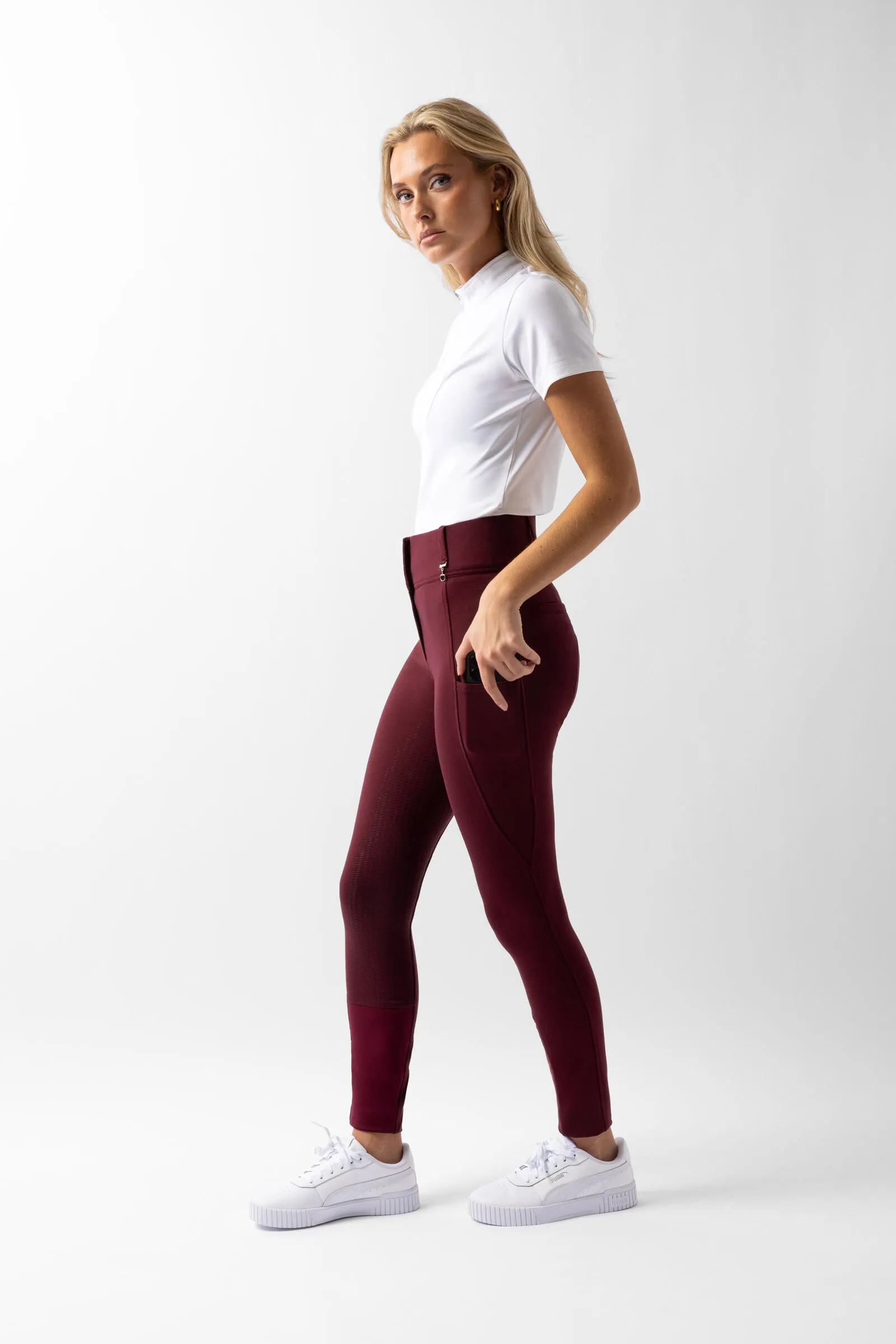Horze Pantalones de Montar con Cintura Alta de Asiento Completo de Silicona para Mujer Mira