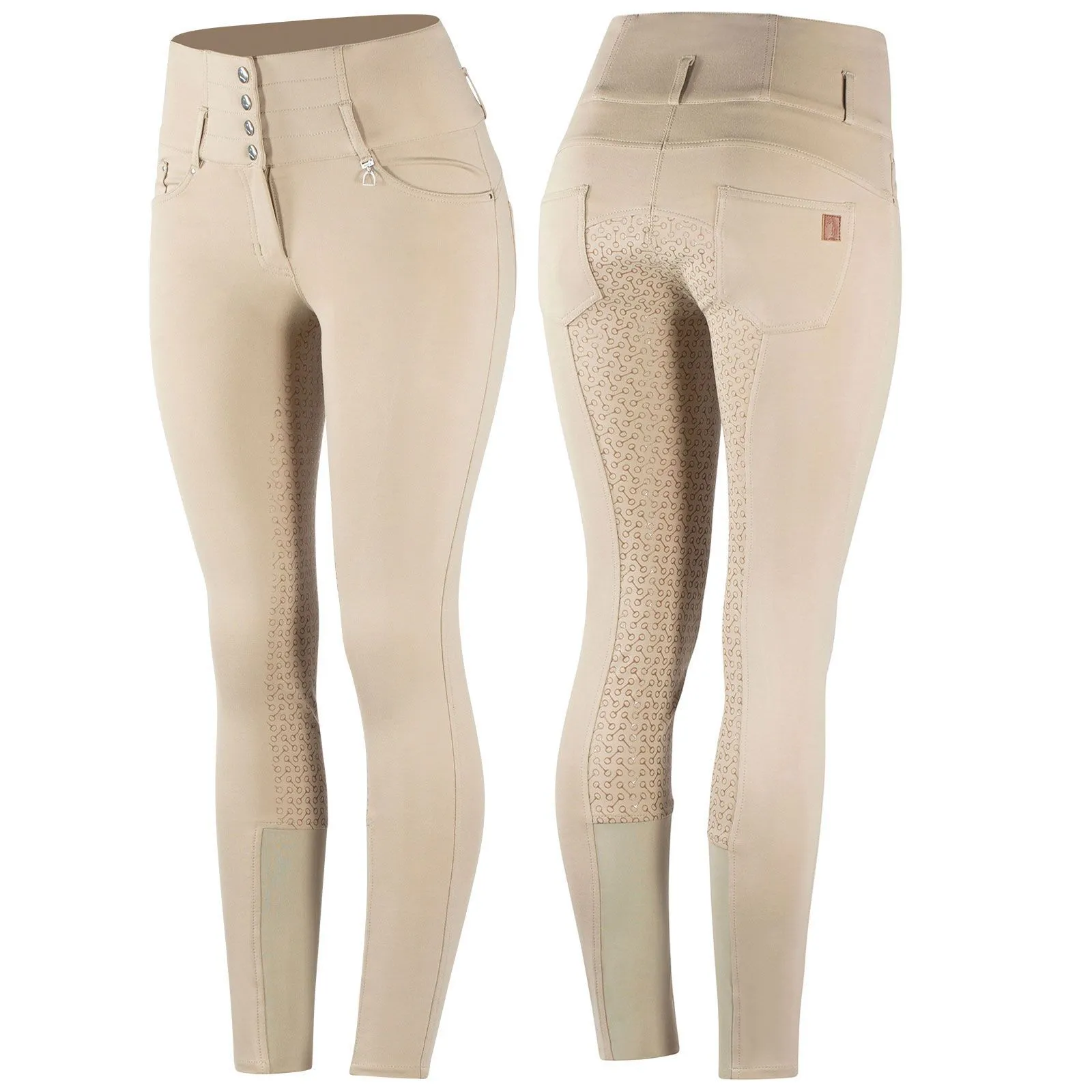 Horze Pantalones de Montar con Cintura Alta de Asiento Completo de Silicona para Mujer Tara