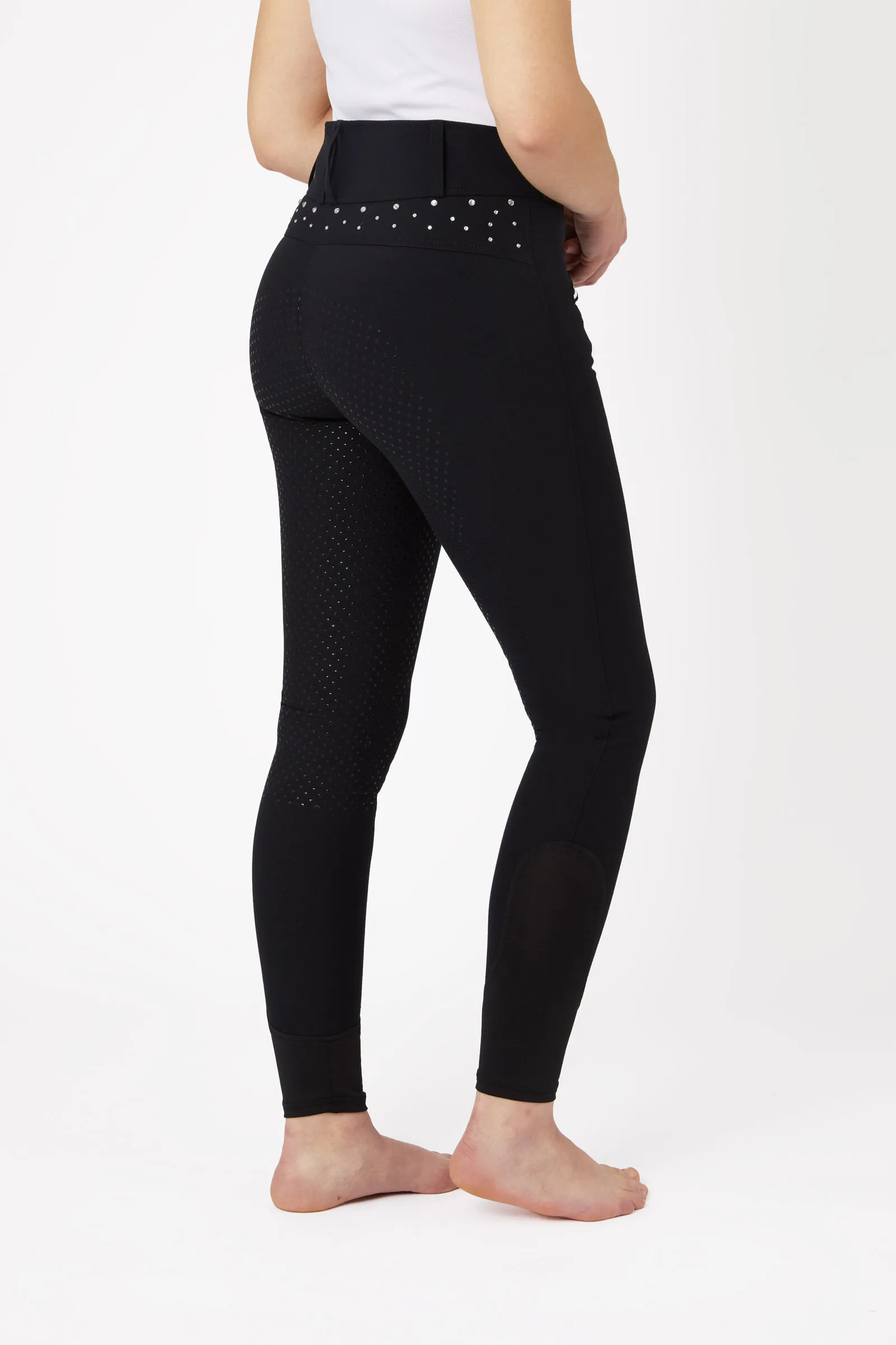 Horze Pantalones de Montar con Cintura Alta y Agarre Completo con Cristales para Mujer