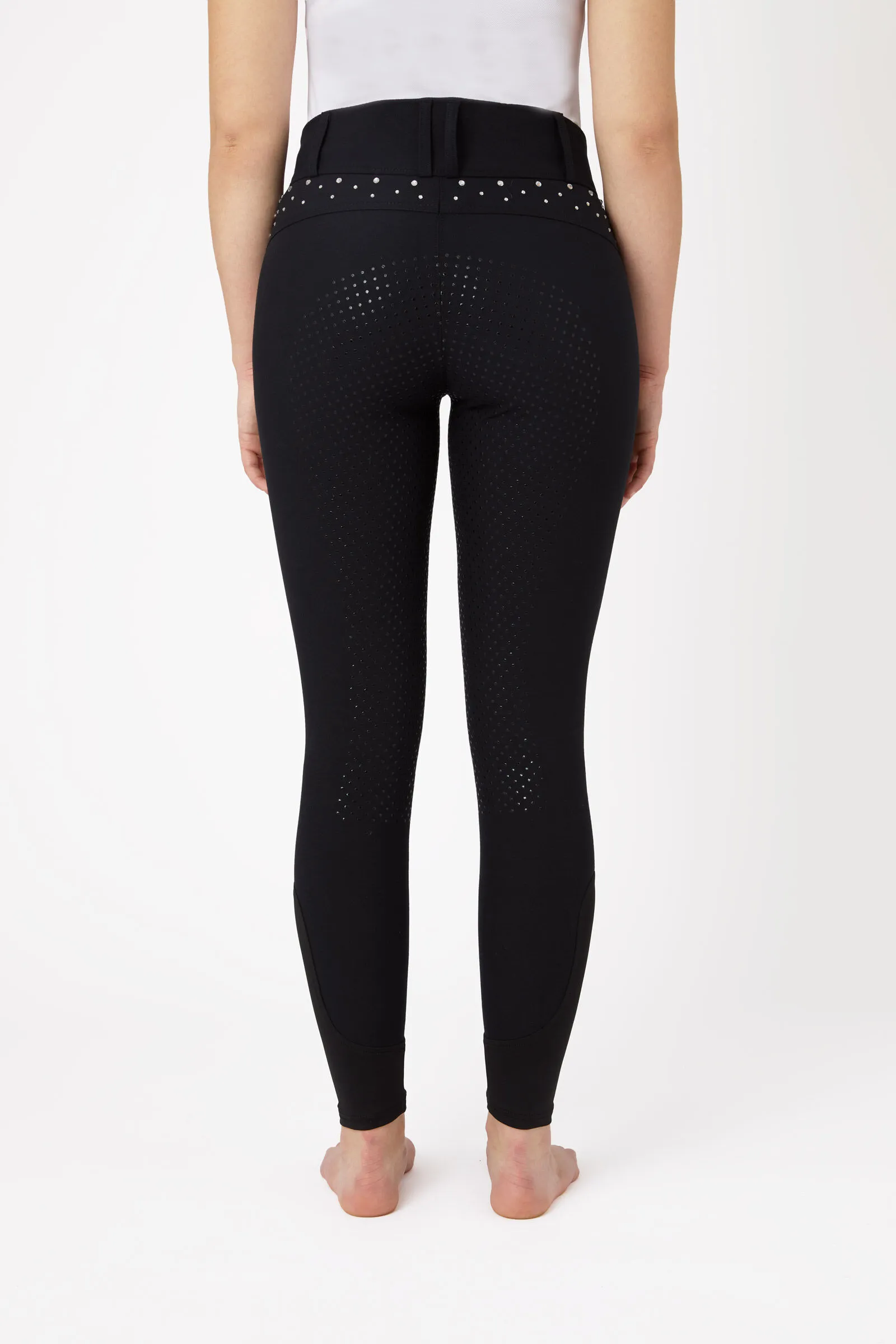 Horze Pantalones de Montar con Cintura Alta y Agarre Completo con Cristales para Mujer