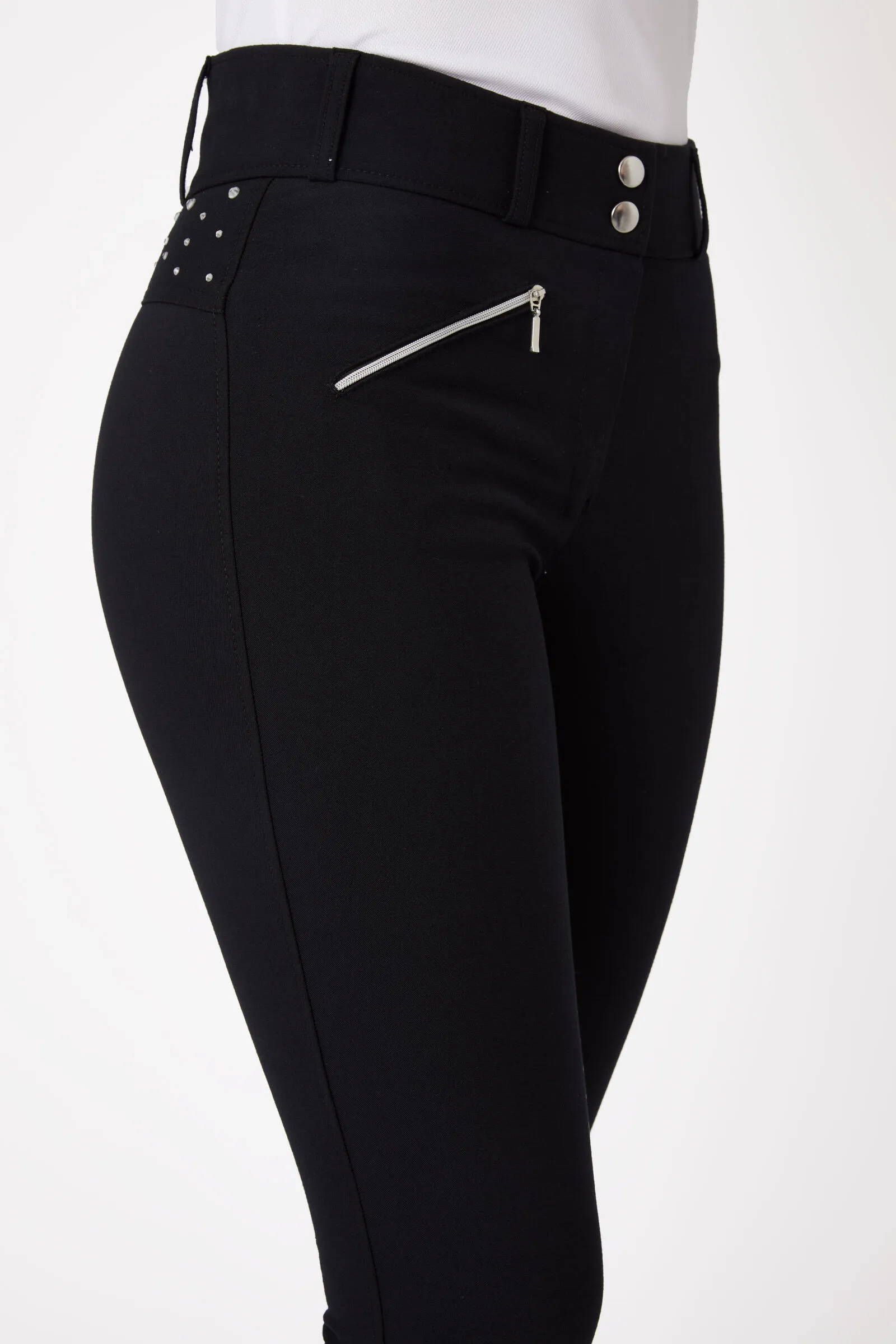 Horze Pantalones de Montar con Cintura Alta y Agarre Completo con Cristales para Mujer