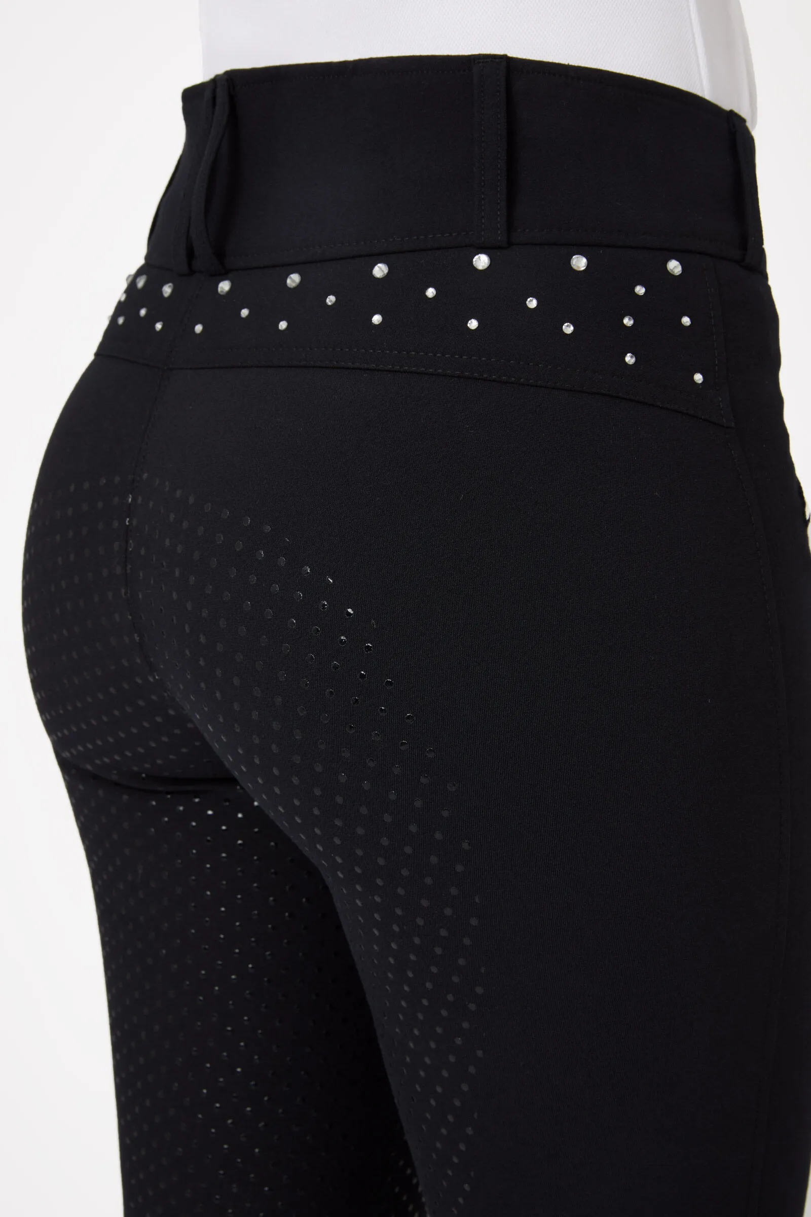 Horze Pantalones de Montar con Cintura Alta y Agarre Completo con Cristales para Mujer